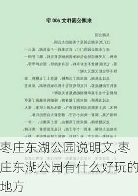 枣庄东湖公园说明文,枣庄东湖公园有什么好玩的地方