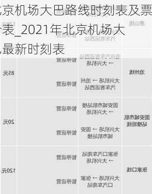 北京机场大巴路线时刻表及票价表_2021年北京机场大巴最新时刻表