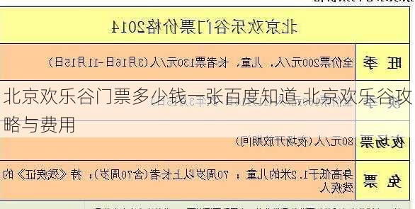 北京欢乐谷门票多少钱一张百度知道,北京欢乐谷攻略与费用