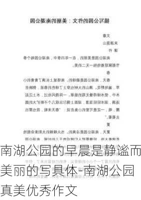 南湖公园的早晨是静谧而美丽的写具体-南湖公园真美优秀作文